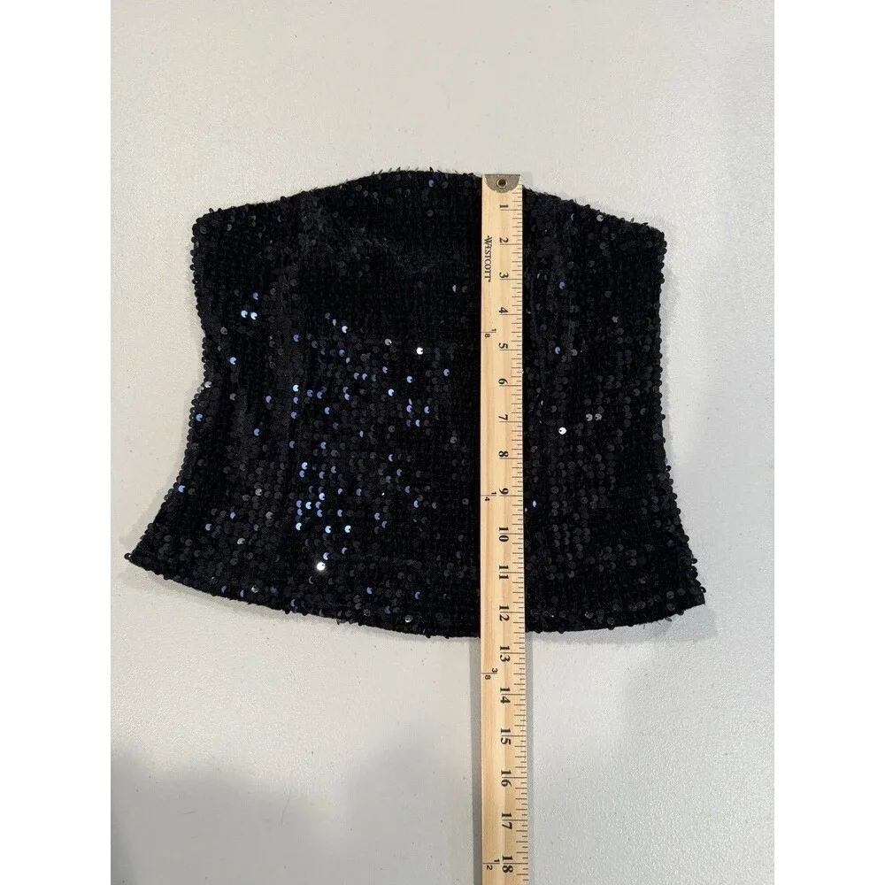Renvy Sequin Tube Top Womens Small Black Y2K Lined Stretch Whimsigoth Festival
